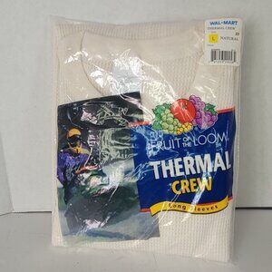 Vtg Men's 90s Fruit of the Loom Thermal Shirt Large Crew Long Sleeve Underwear